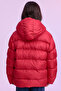Girl's Red Water and Windproof K Hooded Puffer Jacket with Fleece Inside - 8