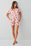 Women's Shirt Collar Printed Summer Regular Fit Pink Shorts Set Rp3818-S-V2 - 2