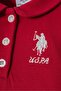 Baby Girl Polo Collar Embroidered Summer Regular Fit Red Jumpsuit Usb3026-C-V1 - 2