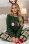 Green Plaid Pattern Embroidered Fleece Winter Knitted Pajamas Set