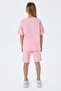 Girl's Crew Neck Embroidered Summer Regular Fit Pink Bermuda Set Us2527-C-V1 - 4