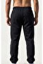 Black Men's Sweatpants 3 Thread Non-Fleece Drawstring Elastic Waist Leg Elastic Comfortable Fit Single Bottom - 2