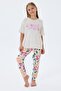 Girl's Crew Neck Embroidered Summer Regular Fit White Pajama Set Us2503-C-V1