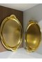 2-Piece Patterned Oval Gold Tray - 2