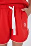 Girl's Crew Neck Embroidered Summer Regular Fit Orange Shorts Set Us2524-C-V1 - 3