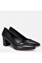 Large Size Stiletto Thick Heel 41-42-43-44-Black Leather - 2