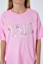 Girl's Crew Neck Embroidered Summer Regular Fit Pink Pajama Set Us2503-C-V2 - 3
