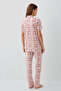 Women's Shirt Collar Embroidered Summer Regular Fit Burgundy Pajama Set Pc9198-S-V1 - 4