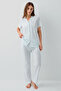 Women's Blue Shirt Pajama Set - 2