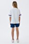 Girl's Crew Neck Embroidered Summer Regular Fit White Shorts Set Us2501-C-V1 - 4