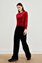 Women's Gathered Velvet Blouse - 5