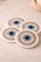 Hand Knitted Evil Eye Patterned Coasters – Set of 4, Eye Decorative Coasters