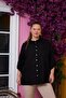 Large Size Black Shirt with Sleeve and Crochet Detail - 4