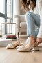 Feral Bowknot Gold (4 cm Heel Height) Pointed Toe Heeled Ballerina Shoes