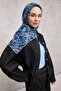وشاح ناعم من القطن والبوليستر بنمط زهرة الزنبق الزرقاء، مانع للانزلاق، مقاس 90x90