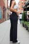 Women's Black High-Waisted Wide-Leg Sports Pants - Wide-Leg Athleisure Pants with Elastic Sides - 3