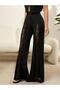 Women's Black High-Waisted Lace-Detail Slit Pants - 4