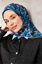 وشاح من القطن والبوليستر باللون الأزرق الباستيل بنمط ديزي كبير وملمس ناعم ومضاد للانزلاق 90x90 - 4