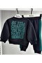 Boy's Suit with Stripes on the Back of Printed Pants - 3