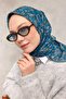 وشاح ناعم من القطن والبوليستر بنمط زهور زرقاء مانع للانزلاق مقاس 90x90 - 4