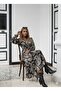 New Season Women's Modern Double-Breasted Collar Long Sleeve Patterned Maxi Dress - 4