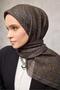 Cotton Polyester Soft Scarf Oil Green Geometric Patterned Non-Slip Textured Tok Duruşlu 90X90 - 4