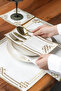 طقم تقديم طعام رمضان فاخر مطرز هندسيًا - طقم رمضان 24 قطعة لـ 6 أشخاص