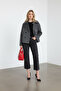 Anthracite Plain Feather Textured Short Coat