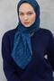 Cotton Polyester Soft Scarf Geometric Pattern Indigo Blue 90X90 - 6