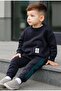 Boy's Suit with Stripes on the Back of Printed Pants - 2