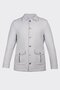 White relaxed fit button-down patterned shirt jacket with two pockets