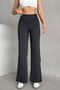 Women's Black High-Waisted Wide-Leg Sports Pants - Wide-Leg Athleisure Pants with Elastic Sides - 6