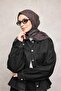 وشاح ناعم من القطن والبوليستر باللون الرمادي بنمط هندسي ومضاد للانزلاق ومتين 90x90 - 3