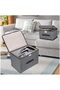 Foldable Storage Boxes Set, Grey Fabric, Stackable Organizers - 2