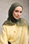 Cotton Polyester Soft Scarf Geometric Pattern Emerald Green 90X90 - 4