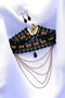 Gothic Punk Chain Pendant Necklace Choker Earring Set - 4