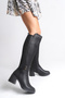 Tihana Women's Back Elastic Heeled Boots - Black - 6