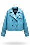 Blue Leila Double-Breasted Button Short Trench Coat Women Genuine Leather Jacket - 5