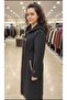 Seri̇ End Seyyar K Hooded Women's Leather Buttoned Coat with a Length of 120cm - 2