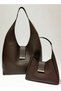 Women's Double Set Large and Small Size Snap Closure Brown Shopper Tote Hand and Shoulder Bag