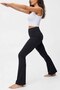 Women's Black High Waist Smoothing Double Pocket Flared Leg Tights Bootcut - 5