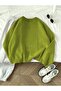 Women's Olive Green Crew Neck Oversized Knit Sweater, Women's Sweater Tuma1978 - 2