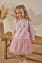Glittery Bow Printed Tulle Girl's Dress - 4