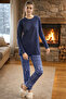 Women's Long Sleeve Tights Pajama Set 40033 Navy Blue03 - 3