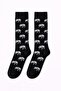 Men's Cotton Casual Socks – Bear Pattern, Black/Grey Tones, High Quality