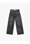 Loose Fit Buttoned Pocket Washable Gray Women's Jean Trousers 6Wal40178Md - 3