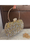Women's Gold Stone Evening Dress Handbag – Chain Strap, Crystal Detailing - 3