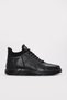 Black Fur Lined Genuine Leather Rubber Sole Lace-Up Men's Sports Boots Tg09126111311136 - 4