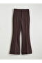 Brown Slim Fit Flared Leg Women's Trousers - 5