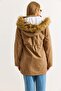 Women's Mink Half-Length Gabardine Fabric Wool Coat - 7
